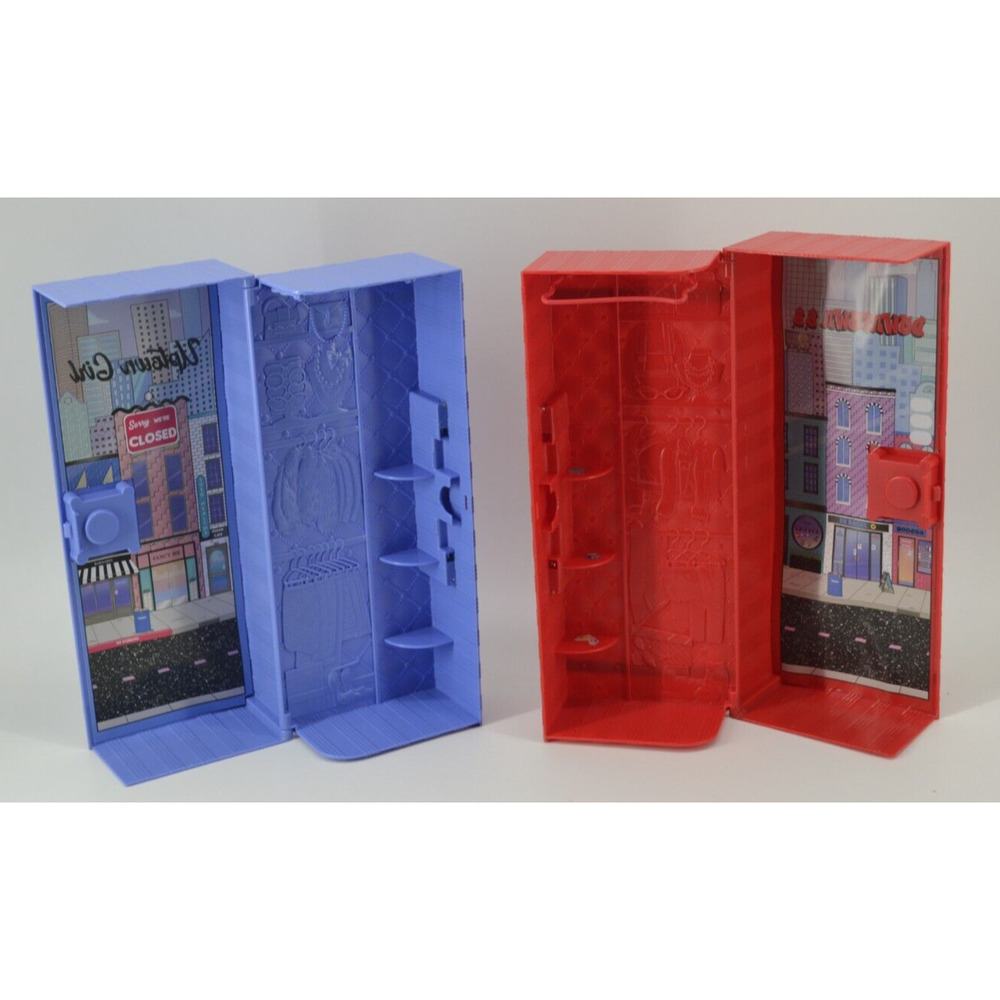 Set of 2 LOL Surprise OMG Doll Lockers Uptown Downtown Red Blue Closets Cases